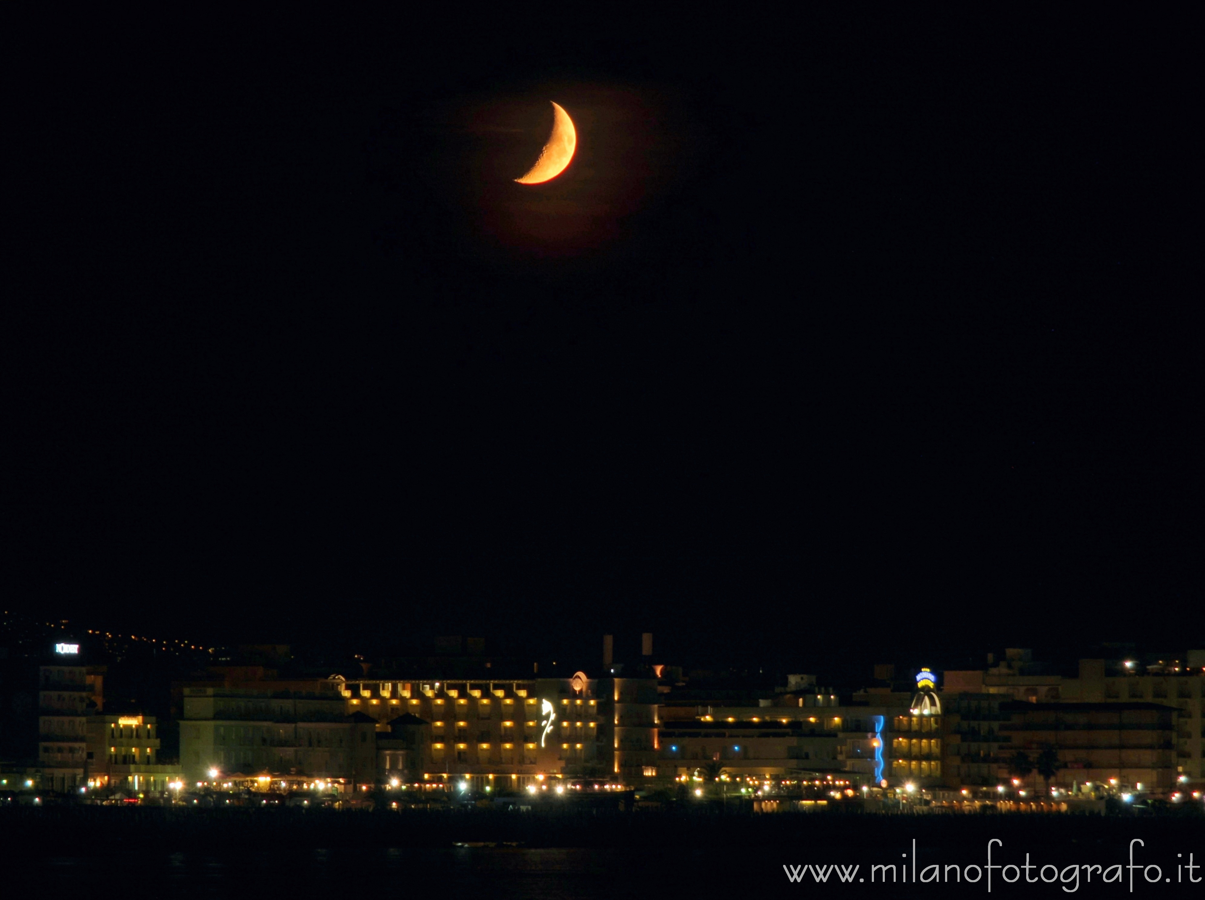 Cattolica (Rimini, Italy) - The moon above the hotels of Cattolica